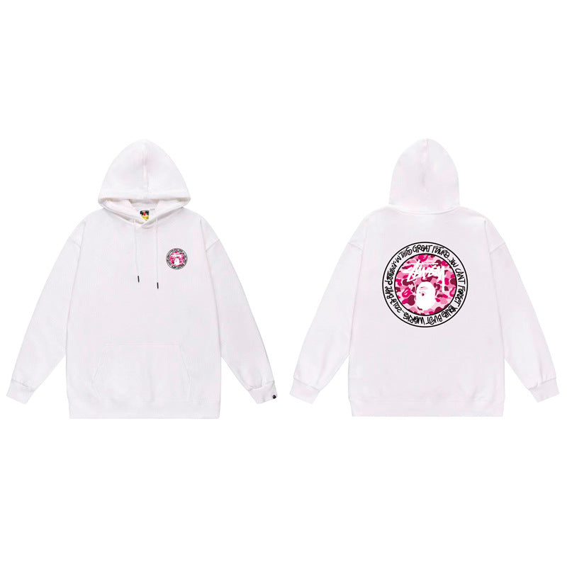 BAPE x Stussy Shark Graphic Hoodie Street Cotton Pullover Sweatshirt