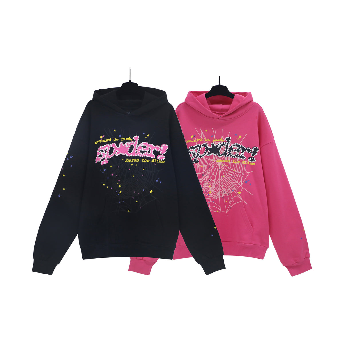Sp5der Foam Print Spider Web Hoodie Sweatshirt Jogger Pants Set