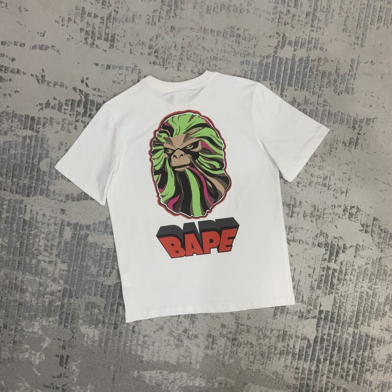 BAPE Classic Camo Ape Head Letter Print Loose Unisex Casual T-Shirt