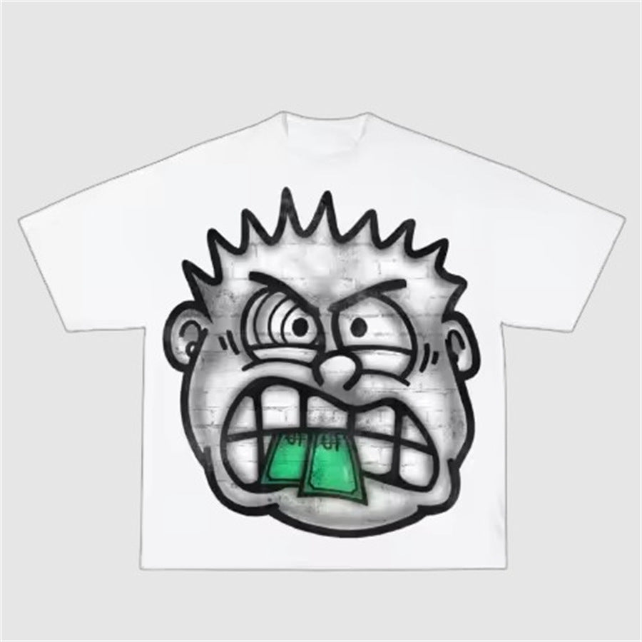 Y2K Hip-Hop-Cartoon-Charakter-Grafik Unisex Oversized Streetwear Baumwoll-T-Shirt