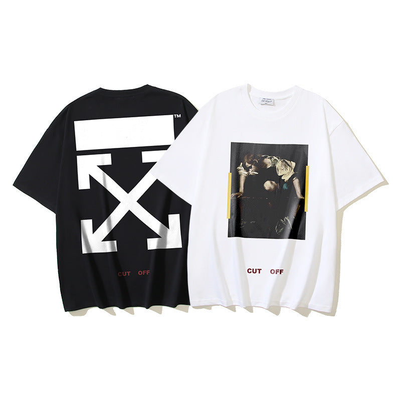 Figure Arrow Graphic Print Streetwear Crew Neck Short Sleeve T Shirt