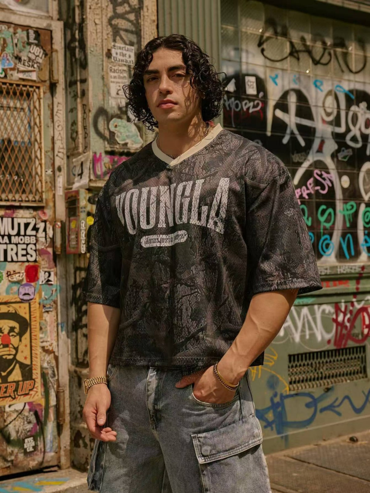 YOUNGLA 4187 Varsity Football Cropped Jersey