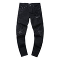 Purple Brand Vintage Washed Distressed Splash‑Ink Slim Tapered Jeans