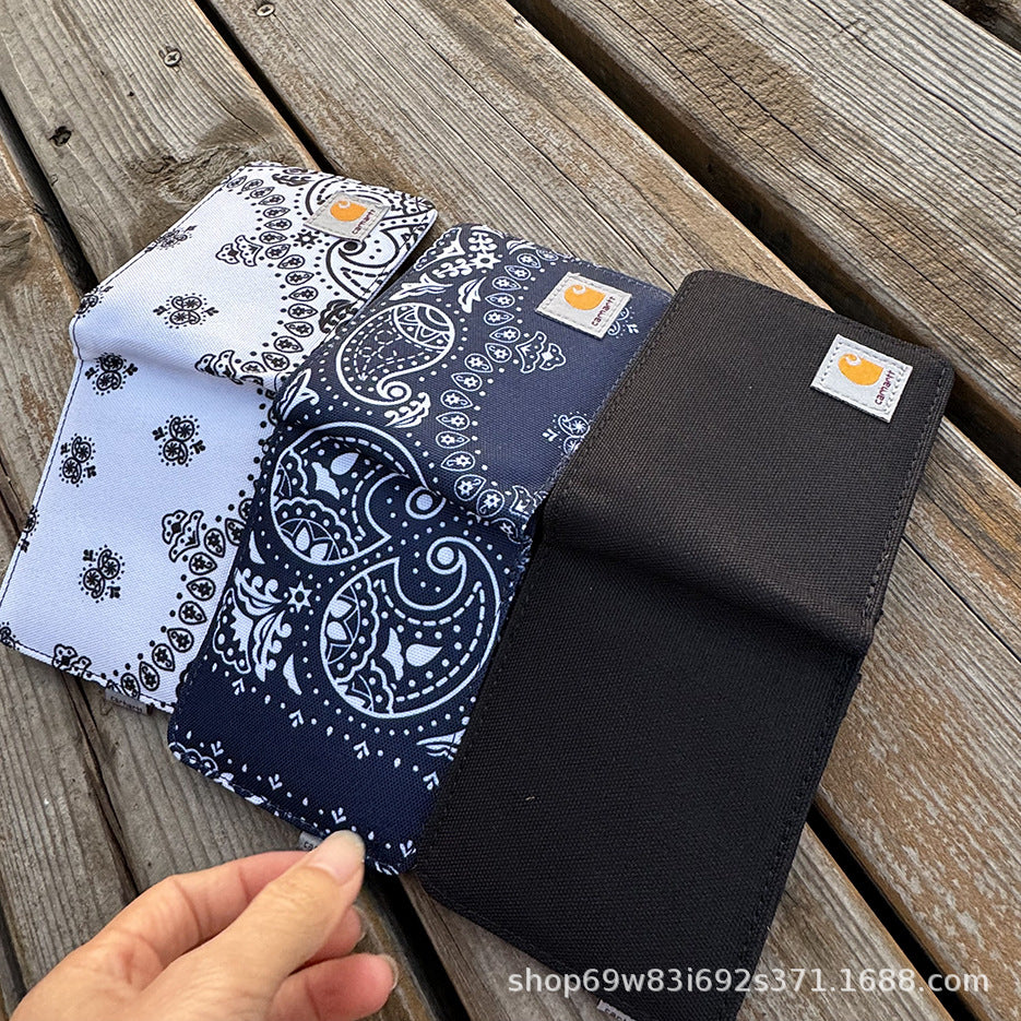 Carhartt Patch Logo Bifold Wallet Canvas Corduroy Paisley Card Holder