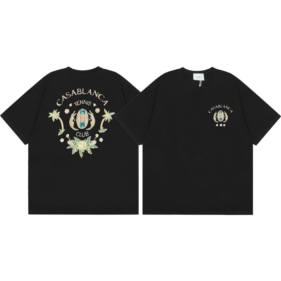 Casablanca Vintage Logo Print Loose Short Sleeve T Shirt Unisex Y2K