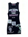 Lost Intricacy Graphic Rivet Sleeveless Tank Bodycon Mini Dress Women
