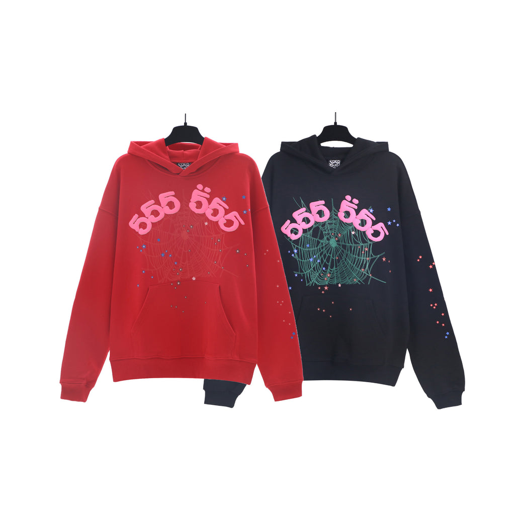 Sp5der Foam Print Spider Web Hoodie Sweatshirt Jogger Pants Set