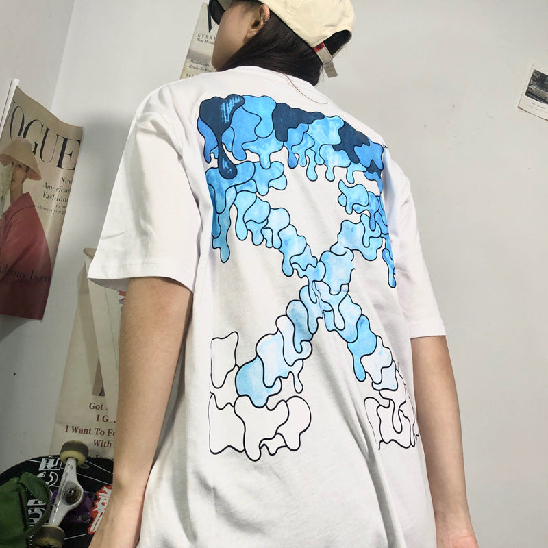 Off White Arrow Gradient Graphic Short Sleeve Tee Streetwear Unisex