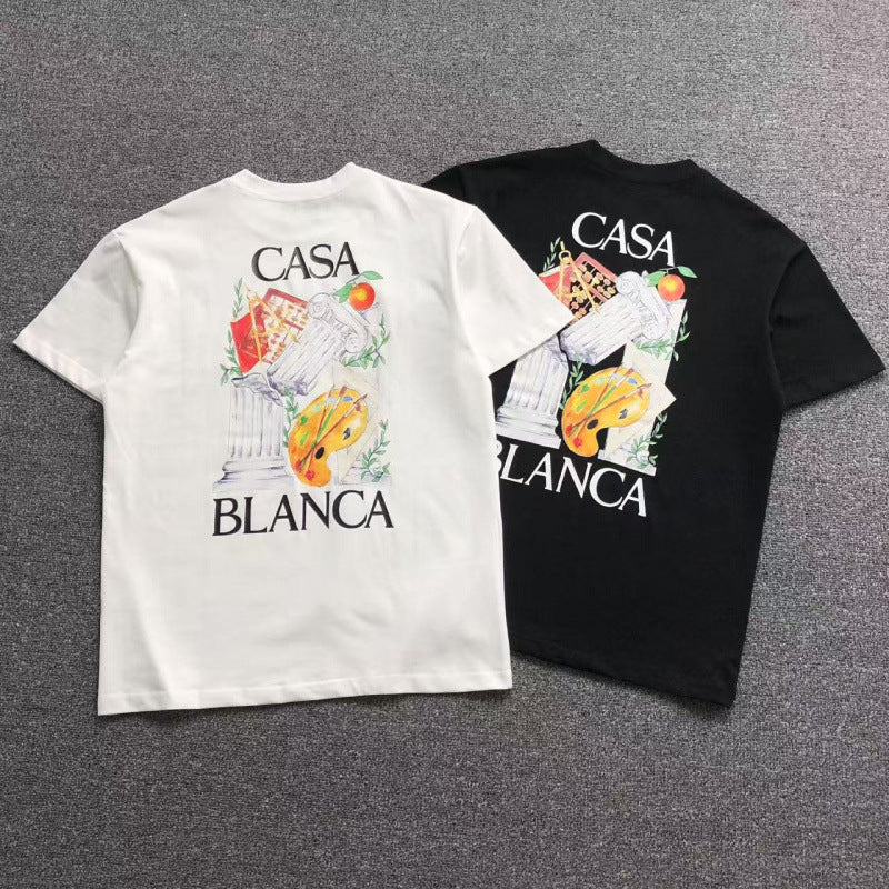 Casablanca Casa Letter Art Print Crew Neck Short Sleeve Tee Unisex