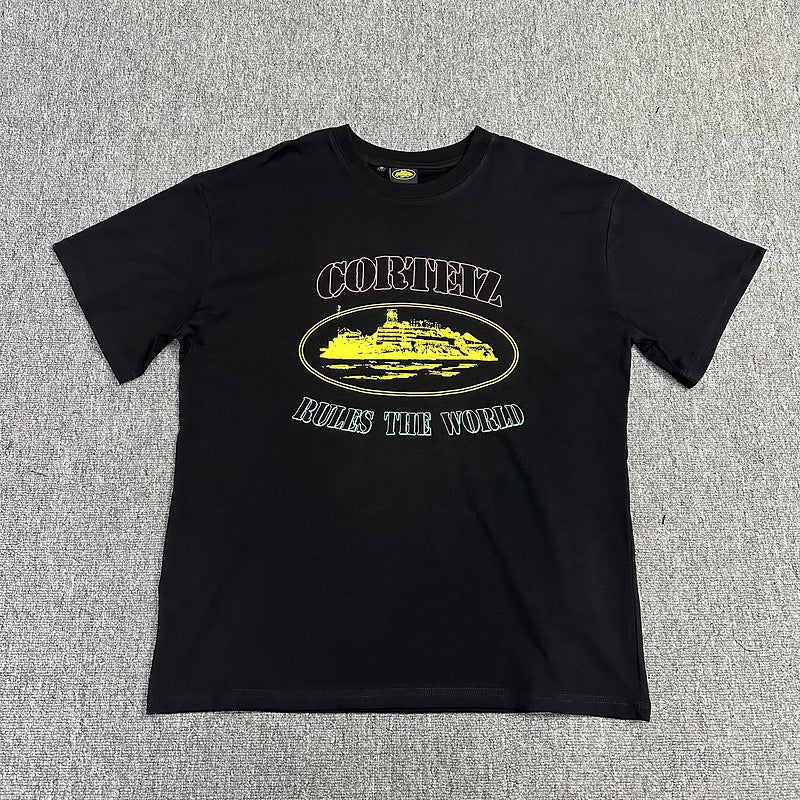 Corteiz Alcatraz Logo Letter Crew Neck Short Sleeve T‑Shirt Unisex