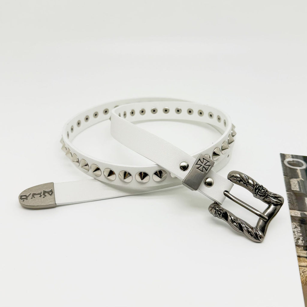 ERD Punk Stud Cross Metal Buckle Vintage Narrow Belt Y2K Unisex