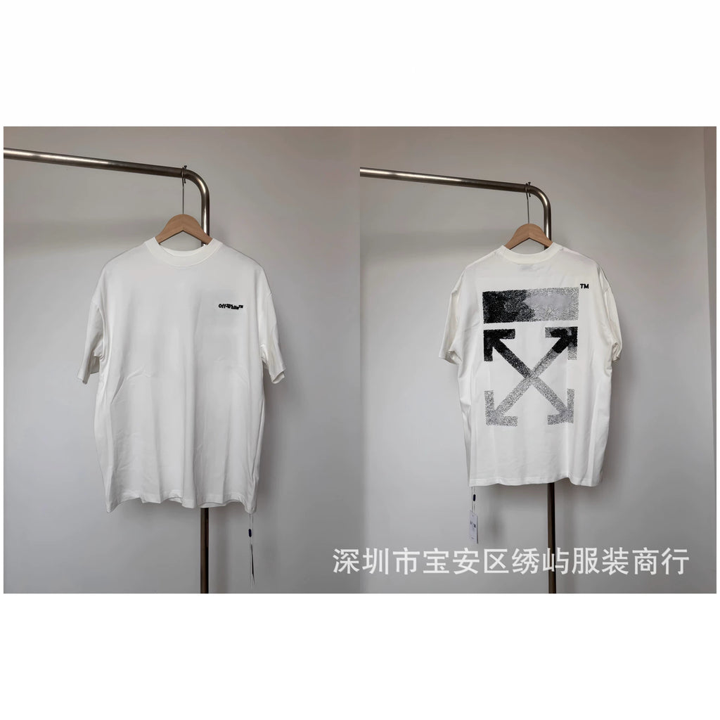 Off White Arrow Print Crew Neck Short Sleeve T Shirt Unisex