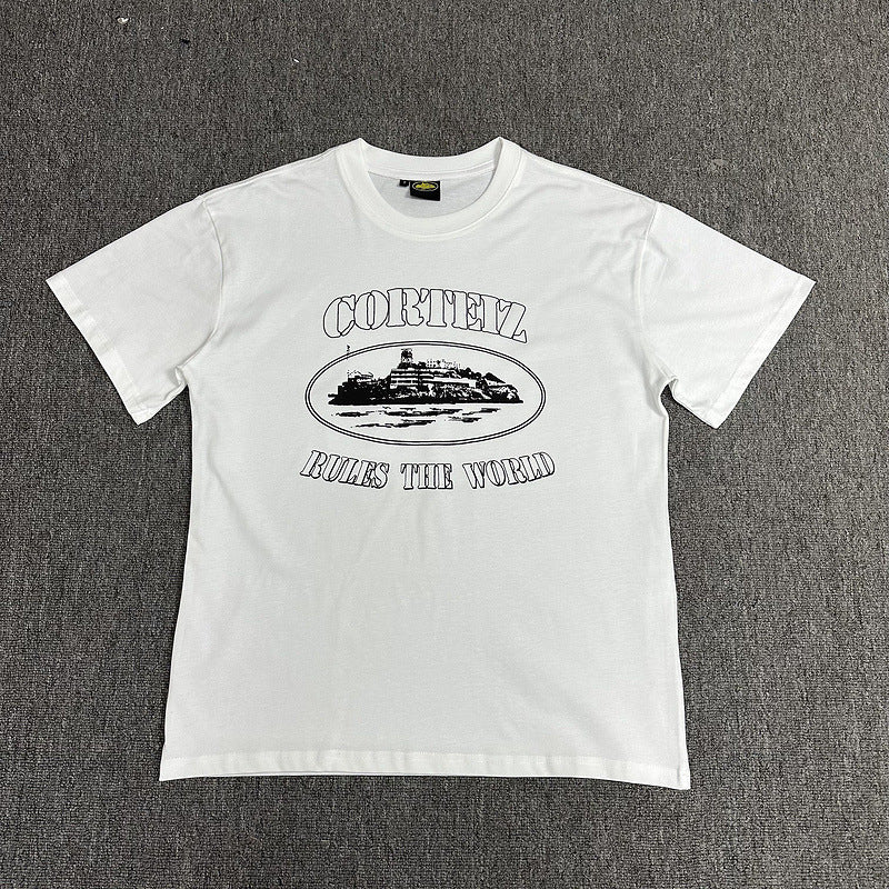 Corteiz Alcatraz Logo Letter Crew Neck Short Sleeve T‑Shirt Unisex