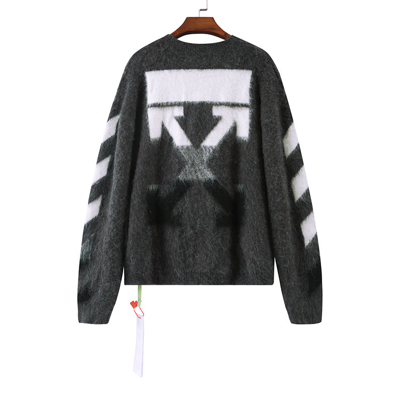 Off-White Arrow Mohair Sweater Gradient Fluffy Knit Pullover & Hoodie