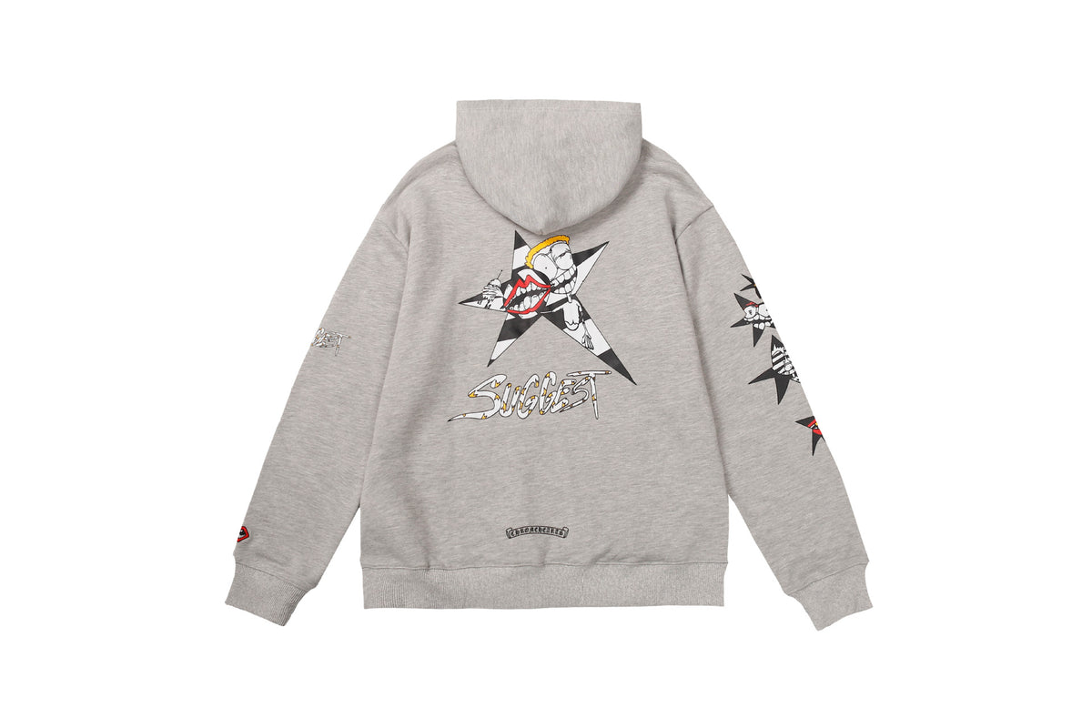 Chrome Hearts Multi‑Cross Sanskrit Graphic Oversized Hoodie Streetwear