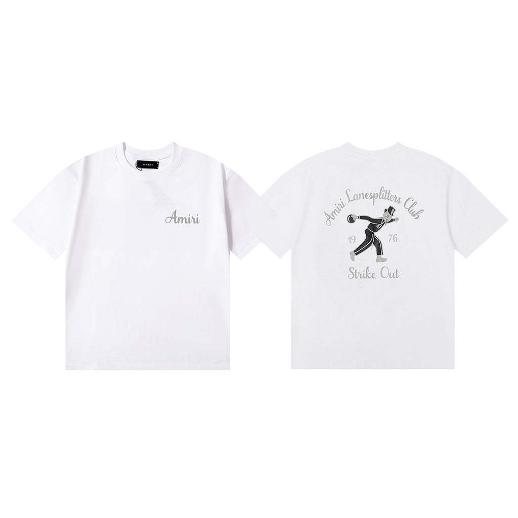 Amiri Rose Skull Letter Graphic Short Sleeve Tee Streetwear Unisex