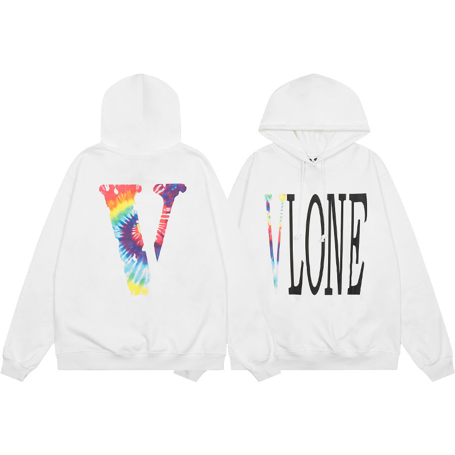 Vlone Multi Pattern Big V Graphic Oversized Hoodie Streetwear Unisex