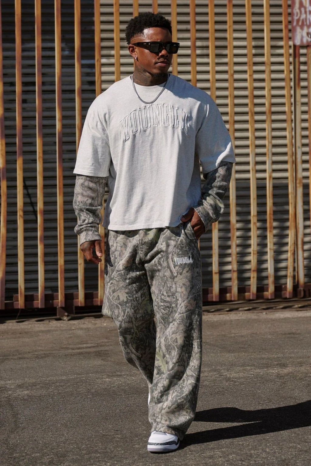 YOUNGLA 2133 Tree Camo Baggy Sweats