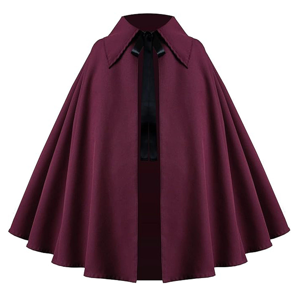 Halloween Medieval Short Cape Stand Collar Multi‑Color Cosplay Cloak