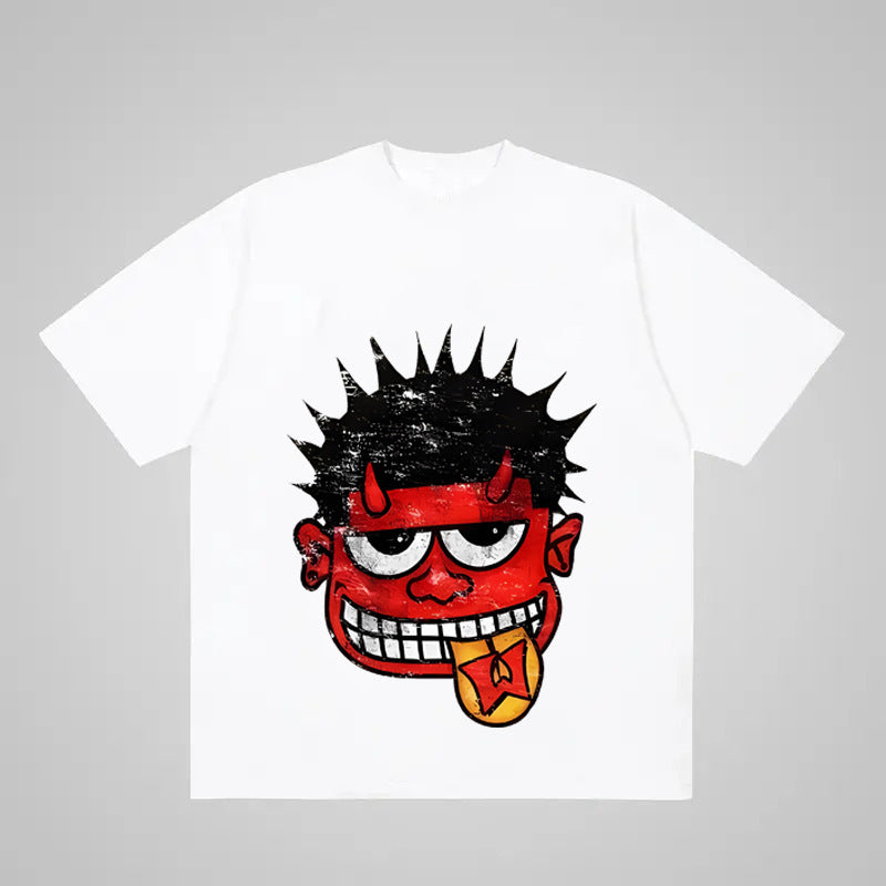 Warzone Studios Y2K doppelseitiges Cartoon Oversized Vintage Baumwoll-T-Shirt