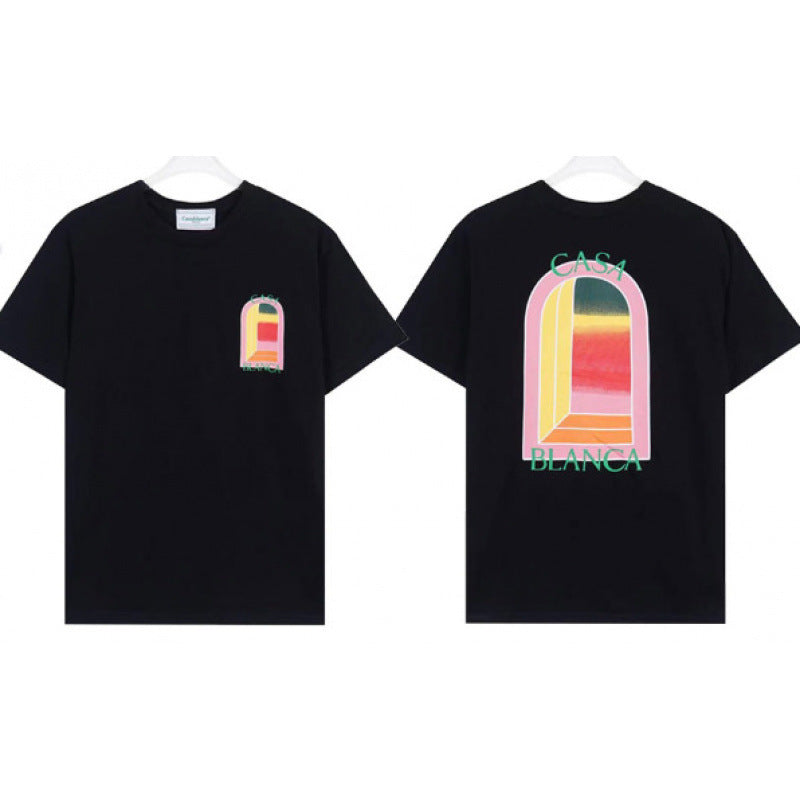 Casablanca Casa Letter Art Print Crew Neck Short Sleeve Tee Unisex