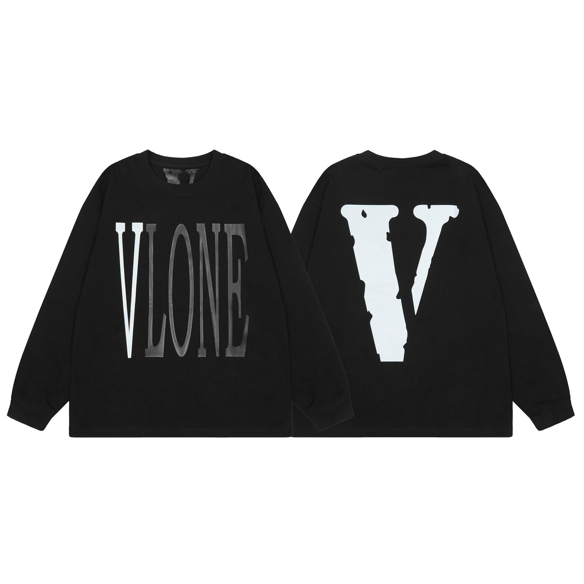 VLONE Big V Graphic Long Sleeve Tee Streetwear Cotton Oversized Shirt