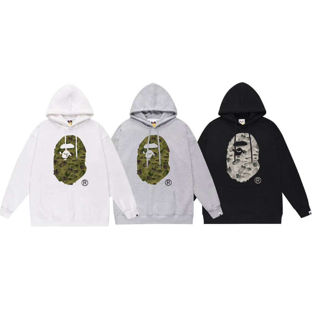 Bape Camo Ape Head Graphic Vintage Washed Oversized Hoodie Streetwear