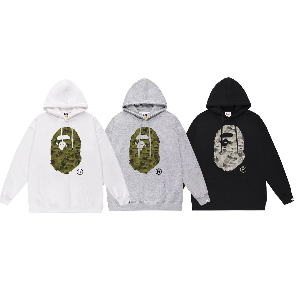 Bape Camo Ape Head Graphic Vintage Washed Oversized Hoodie Streetwear