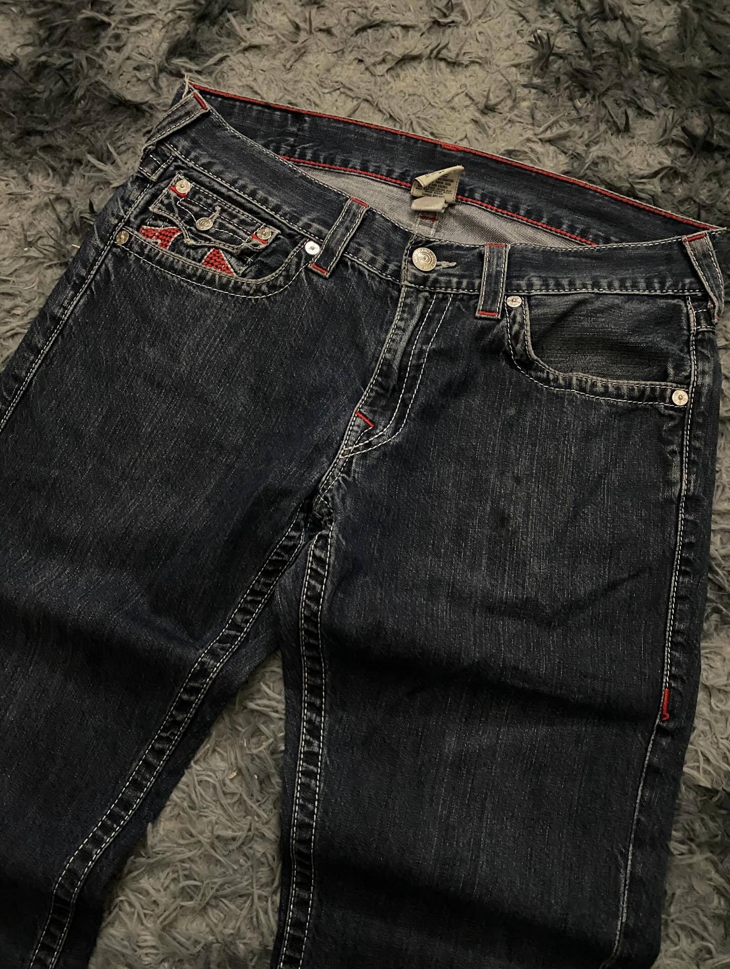 Vintage Horseshoe Embroidery Flare Denim Jeans