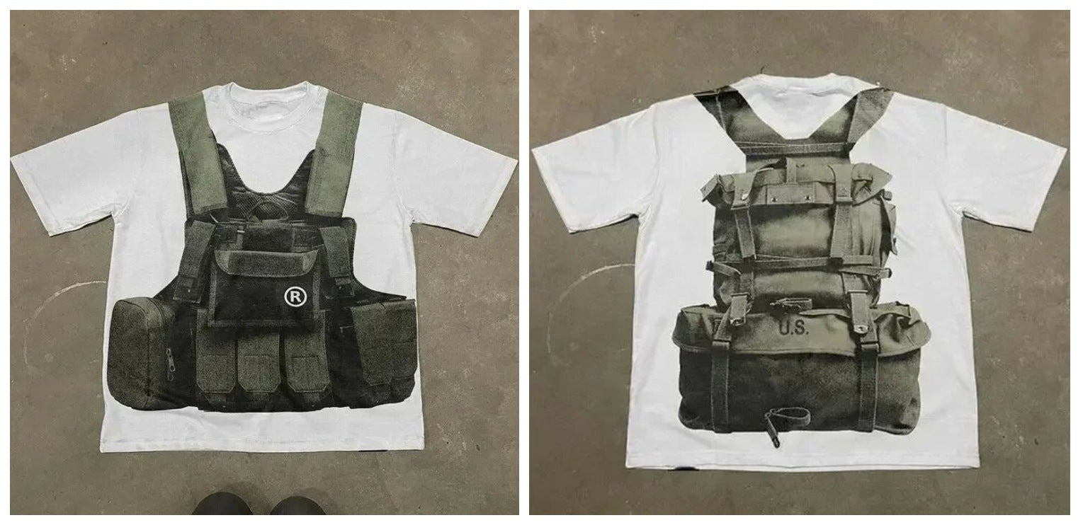 Y2K Taktisches Militär-Grafik-Unisex-Oversize-Streetwear-Baumwoll-T-Shirt