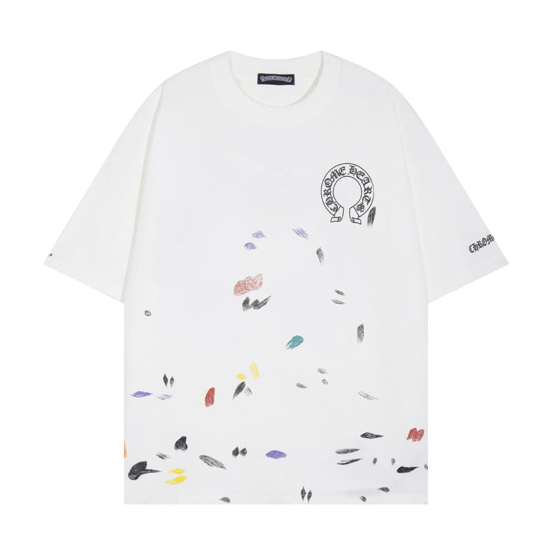 Chrome Hearts Horseshoe Cross Floral Crew Neck T‑Shirt Unisex