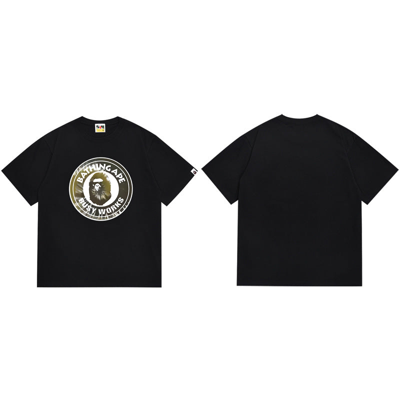 Bape Camo Ape‑Head Graphic Oversized Tee Streetwear Unisex