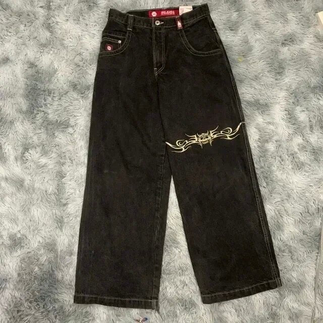 JNCO Style Y2K Baggy Jeans Dragon & Poker Embroidery Streetwear Denim Pants