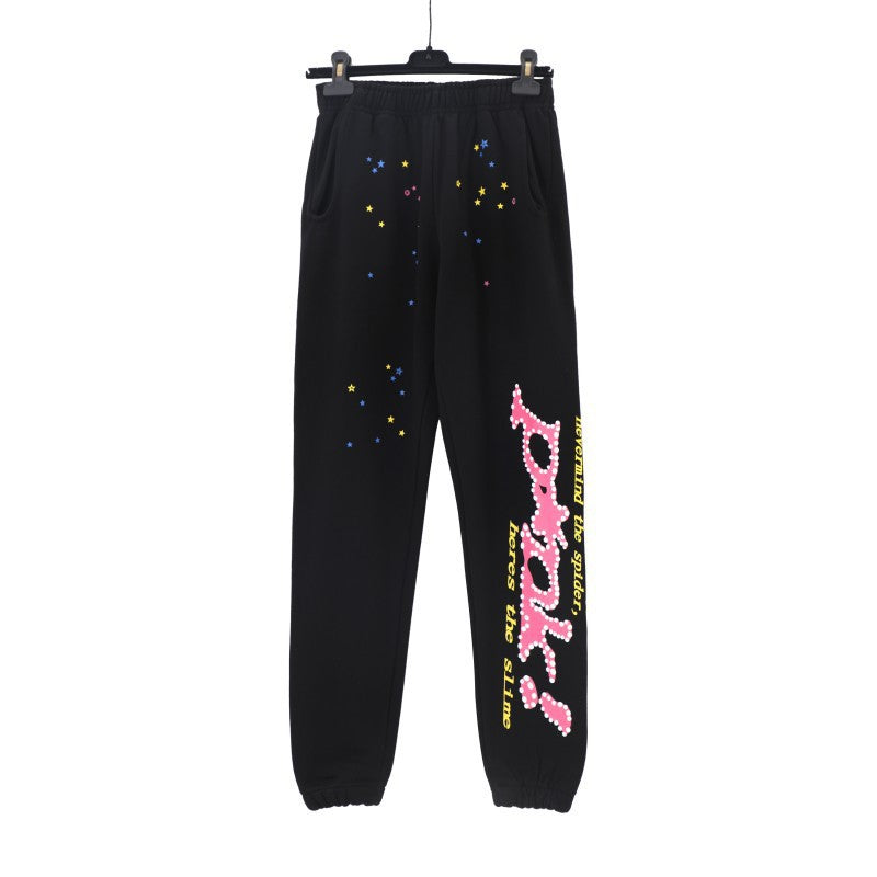 Sp5der Foam Print Spider Web Hoodie Sweatshirt Jogger Pants Set