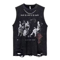 Vintage Washed Ripped Tank Cotton Loose Streetwear Sleeveless Vest