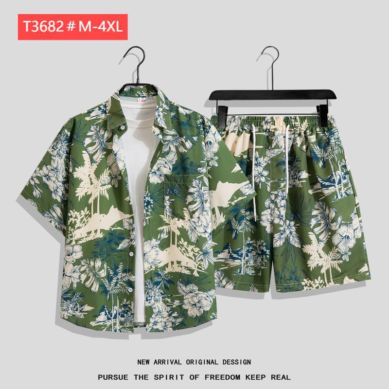 Couple Hawaiian Floral Set Loose 5 Inch Shorts T3664-T3699