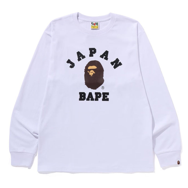 Bape Multi‑Ape‑Head Graphic Oversized Long Sleeve Tee Streetwear