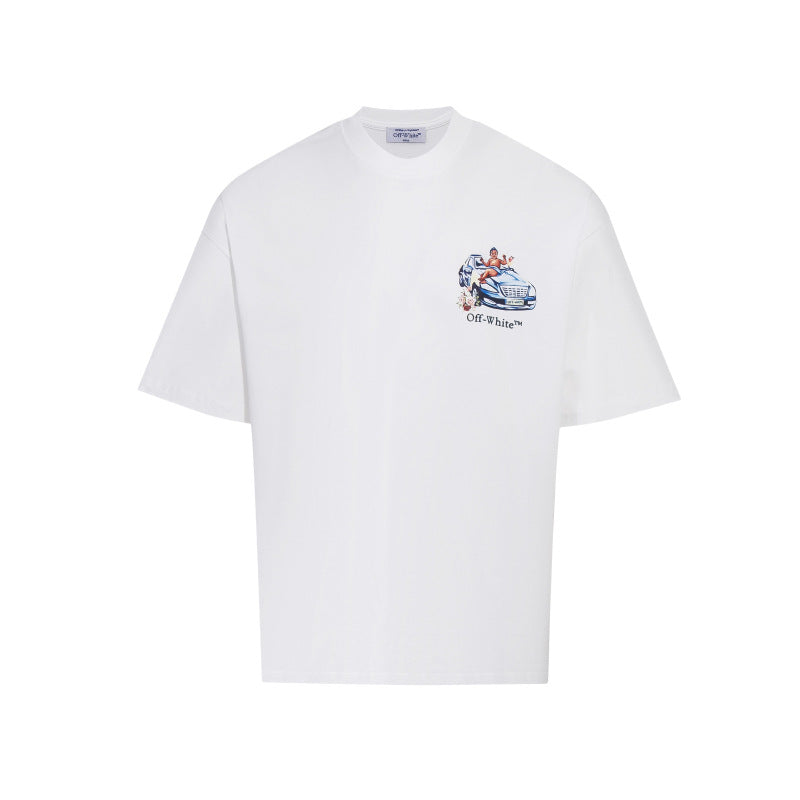 Off White Arrow Graphic Print Crew Neck Unisex T Shirt