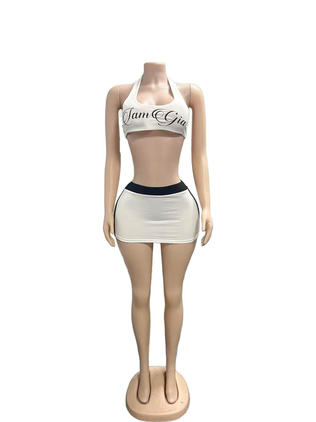 I.AM.GIA Letter Print Halter Top Skort 2 Piece Set Women