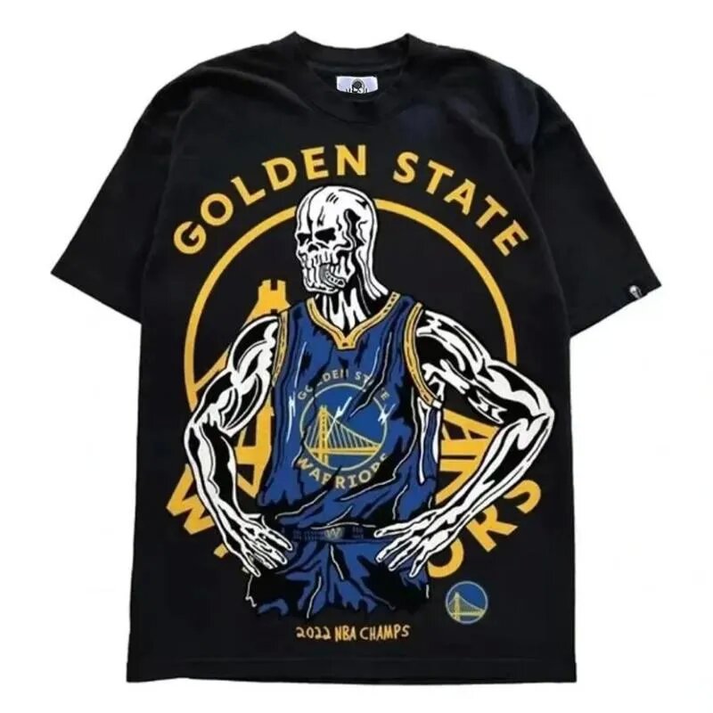 Vintage NBA Team Skelett Grafik Unisex Oversized Streetwear Baumwoll T-Shirt