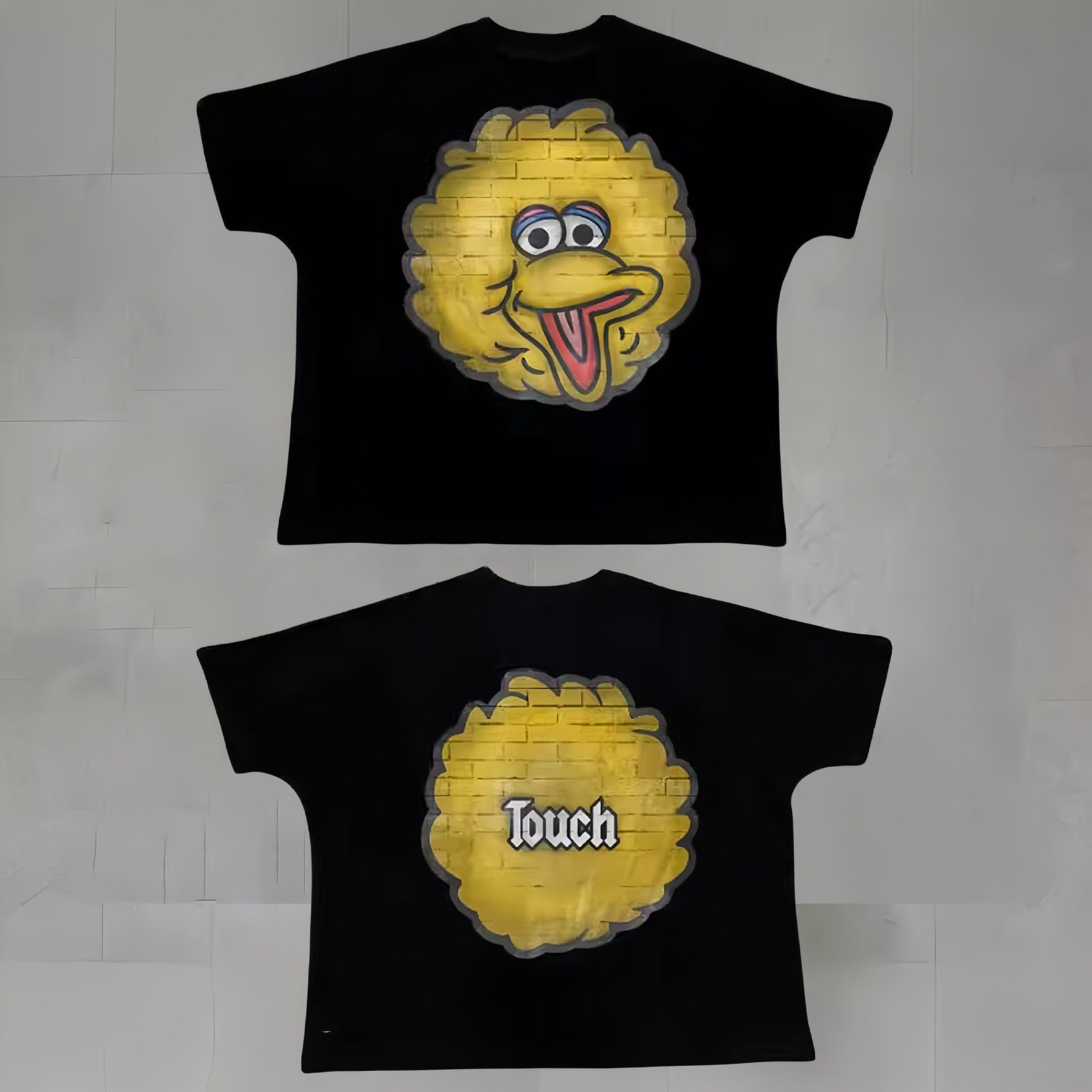 Touch Studios Y2K doppelseitiges Oversize-Vintage-Baumwoll-T-Shirt mit Cartoon-Print