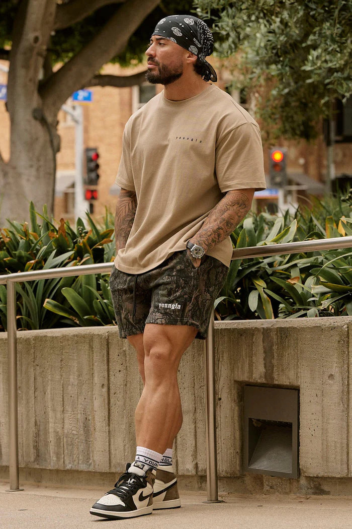 YOUNGLA 1118 Tree Camo Cotton Shorts