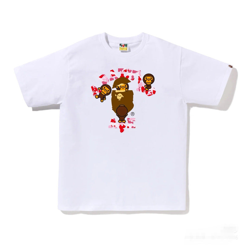 BAPE Ape Head Shark Print Loose Casual Unisex Short Sleeve T-Shirt