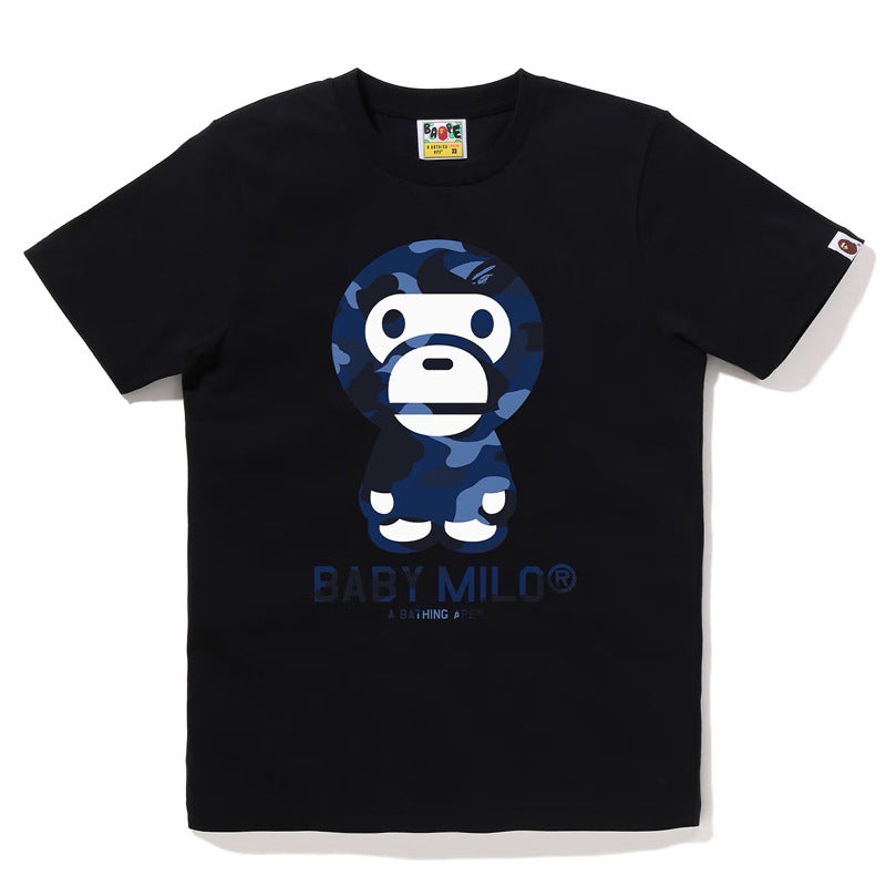BAPE Ape Head Camo Shark Print Crew Neck Short Sleeve T‑Shirt Unisex