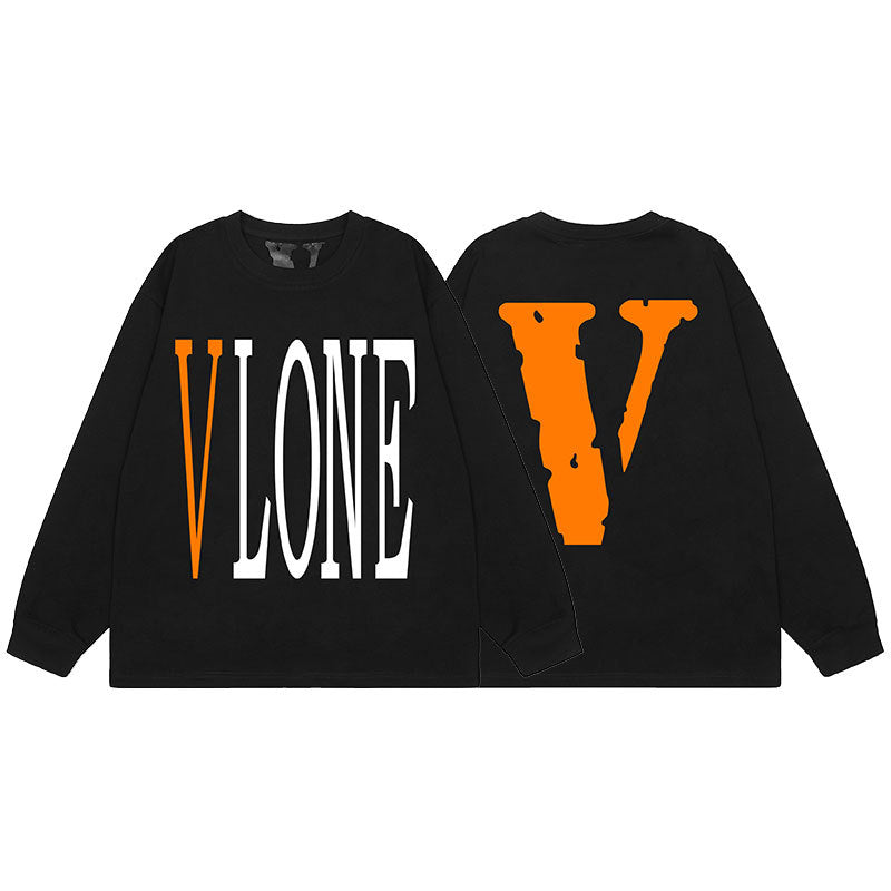 VLONE Big V Graphic Long Sleeve Tee Streetwear Cotton Oversized Shirt