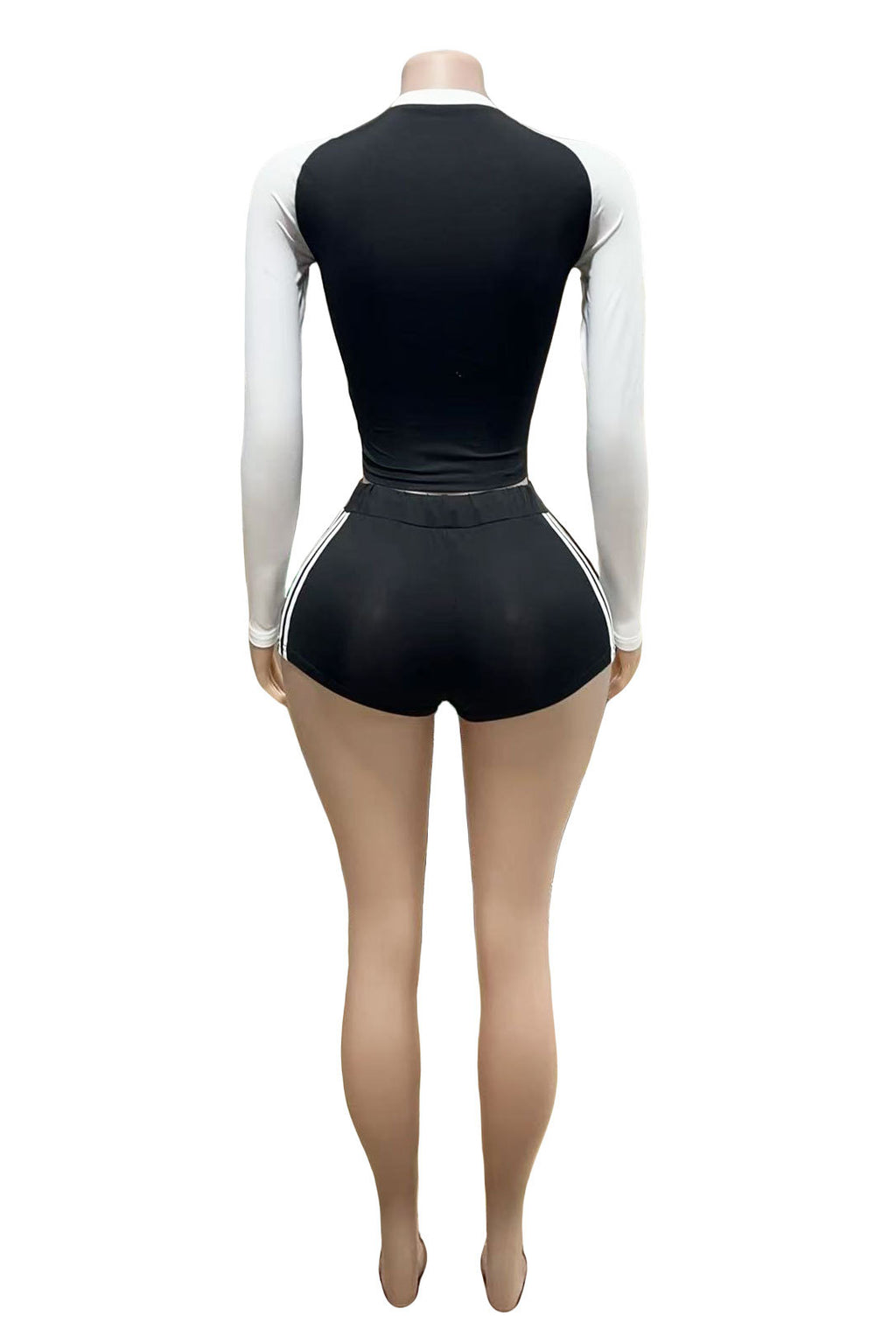 Dranoe Division Letter Print Raglan Crop Top Shorts 2 Piece Set Women