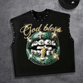 Number Graphic Rivet Sleeveless Loose Vest Top Women