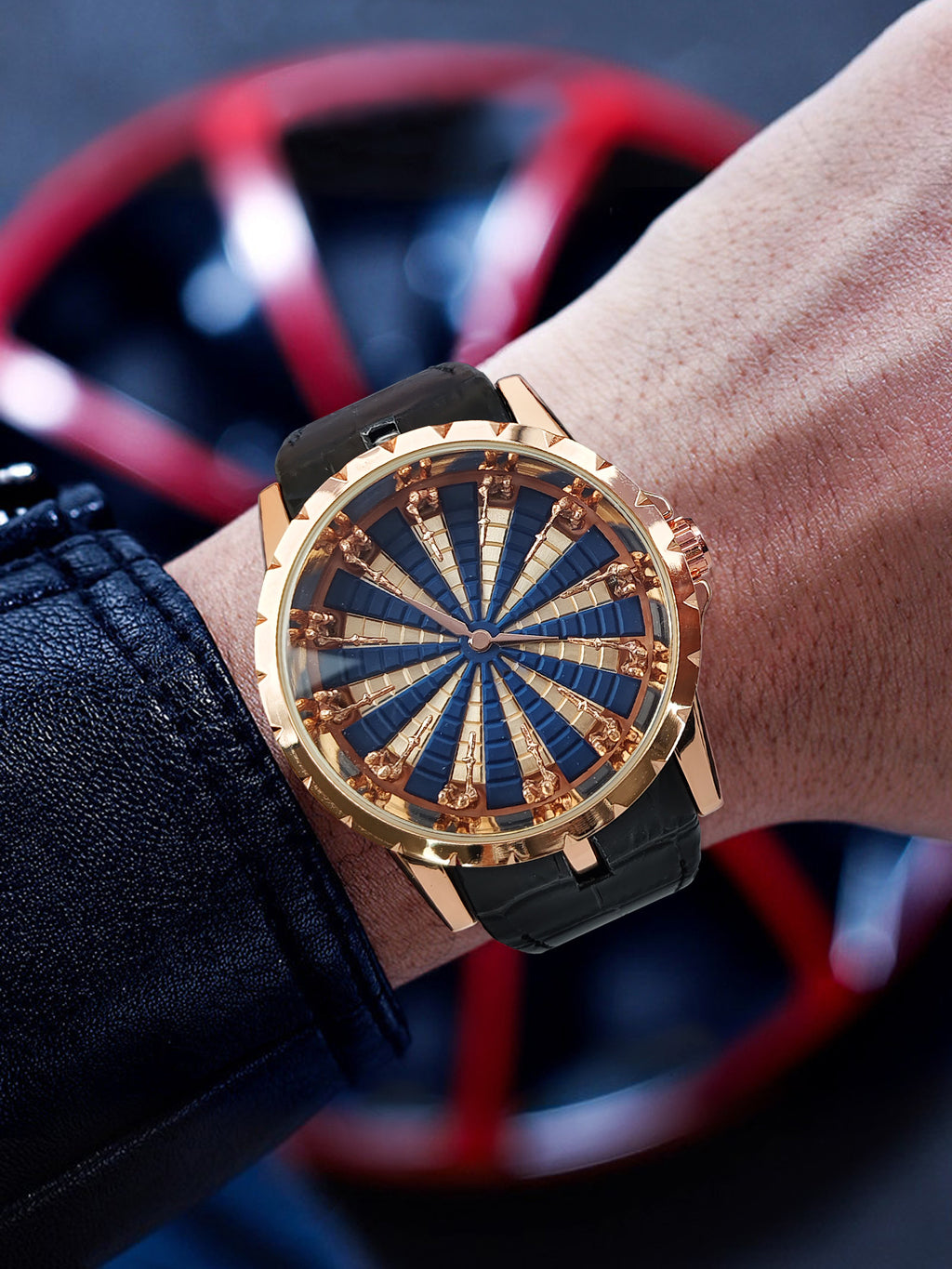 12 Round Table Knights Men Watch 3D Skeleton Dial Quartz Wrist Watch