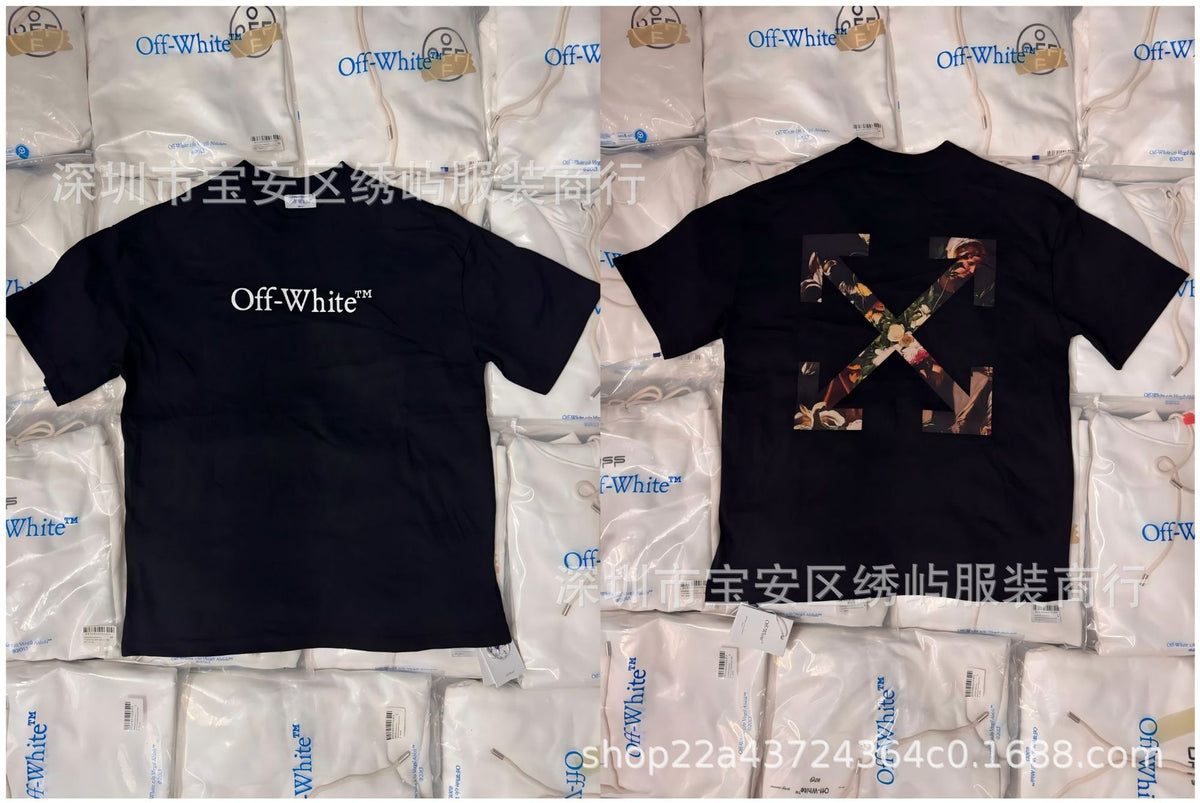 Off White Arrow Print Crew Neck Short Sleeve T Shirt Unisex