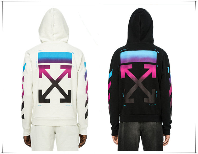 Off White Arrow Graphic Print Hoodie Streetwear Unisex